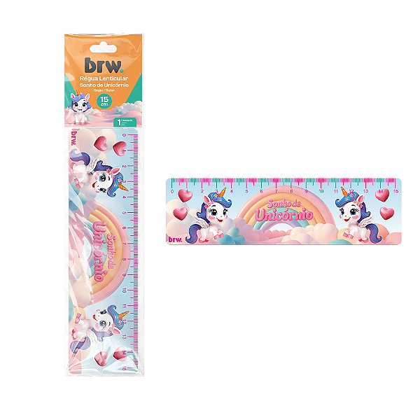 Régua Lenticular 15 CM SONHO DE UNICÓRNIO UND - BRW
