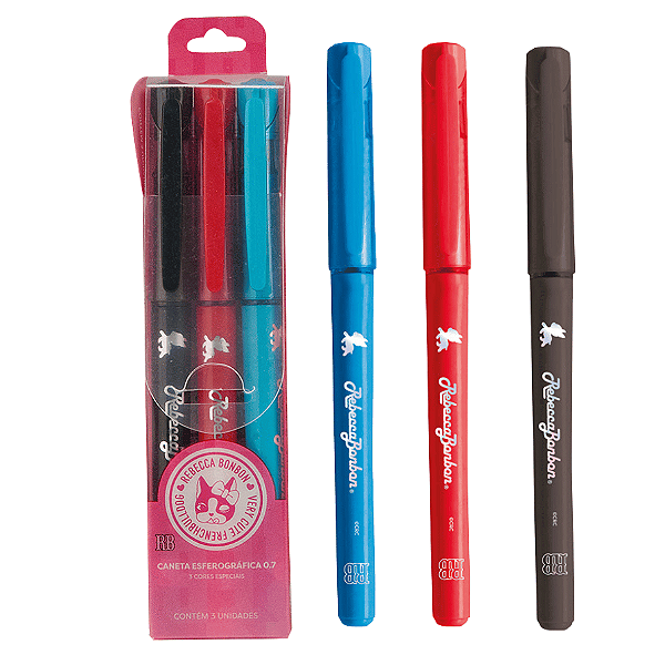 Caneta 0.7 C/Grip 03 Cores REBECCA BONBON - SKYPAPER