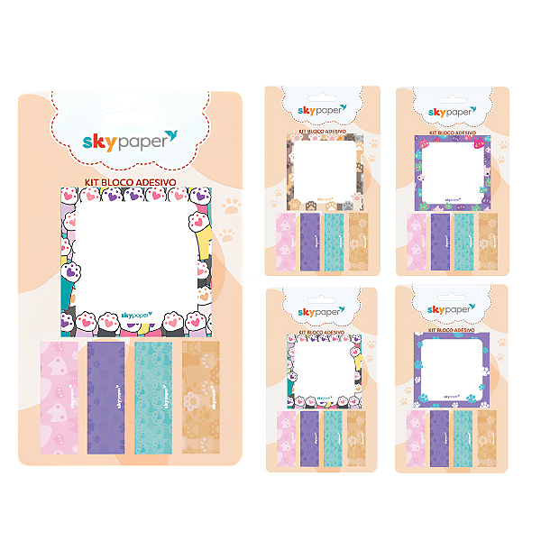 Bloco Adesivo PET 25F  KIT 5  - SKYPAPER