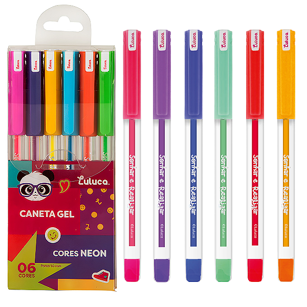 Caneta Esferográfica Gel Neon C/6 Cores LULUCA - SKYPAPER
