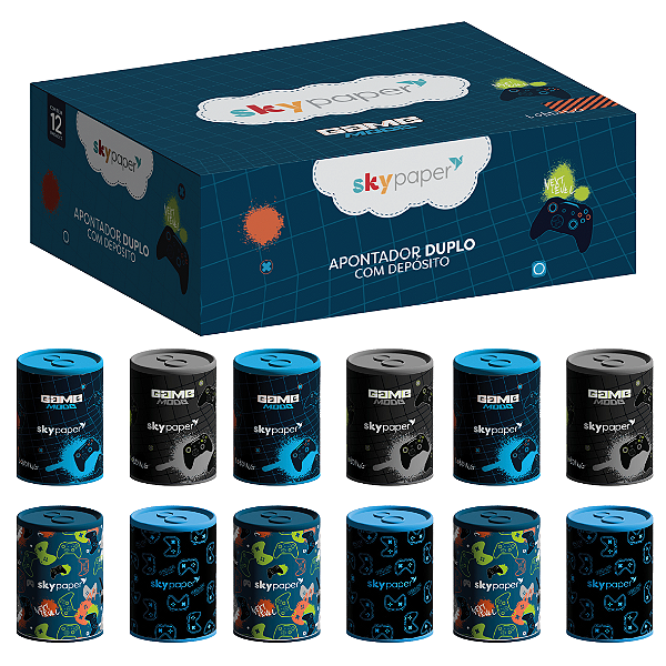 Apontador Duplo C/DEPOSITO GAMER  C/12UND - SKYPAPER