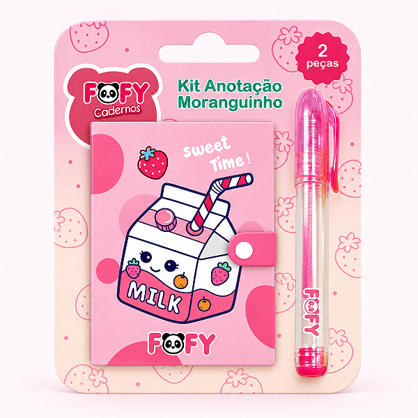 Kit de Anotações MORANGUINHO - 2 PEÇAS - FOFY