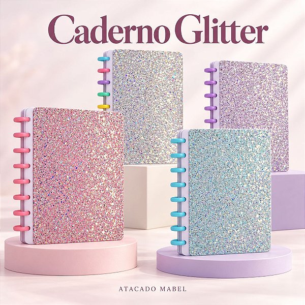 Caderno de Disco GLITTER A5 - UND SORTIDA - PRIMAX