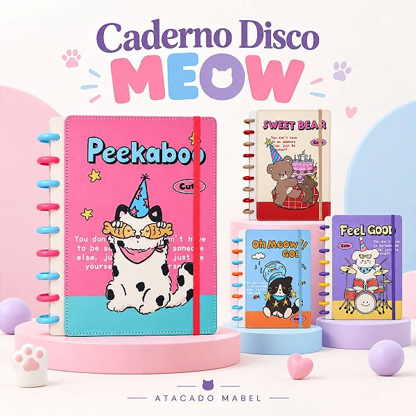 Caderno de Disco Colegial CUTE - UND SORTIDA - PRIMAX