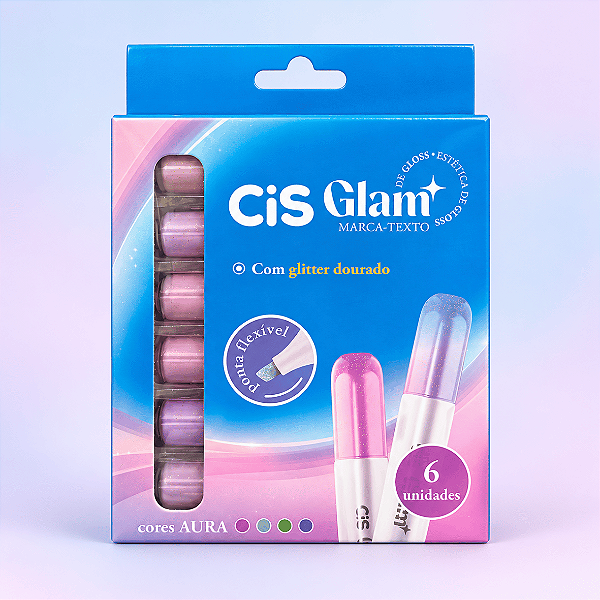 Marca Texto GLAM GLITTER CAIXA C/6 UND VIOLETA - CIS