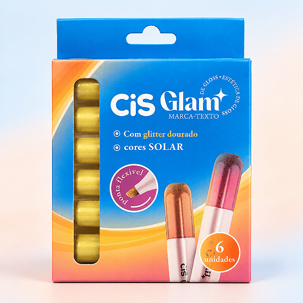 Marca Texto GLAM GLITTER CAIXA C/6 UND OURO - CIS