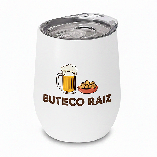 Copo para Sublimação em Inox Parede Dupla Branco com Tampa Acrílica 350ml