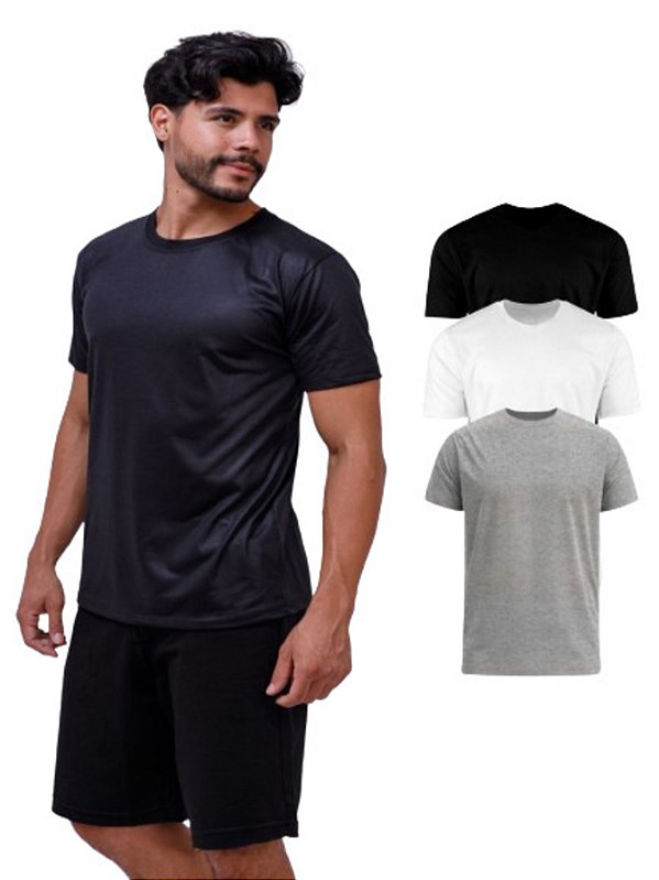 Kit Com 3 Camisetas Básicas Lisas Masculina Colors