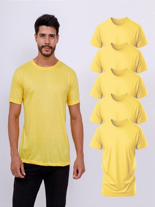 Kit Com 5 Camisetas Poliéster Sublimática Amarela
