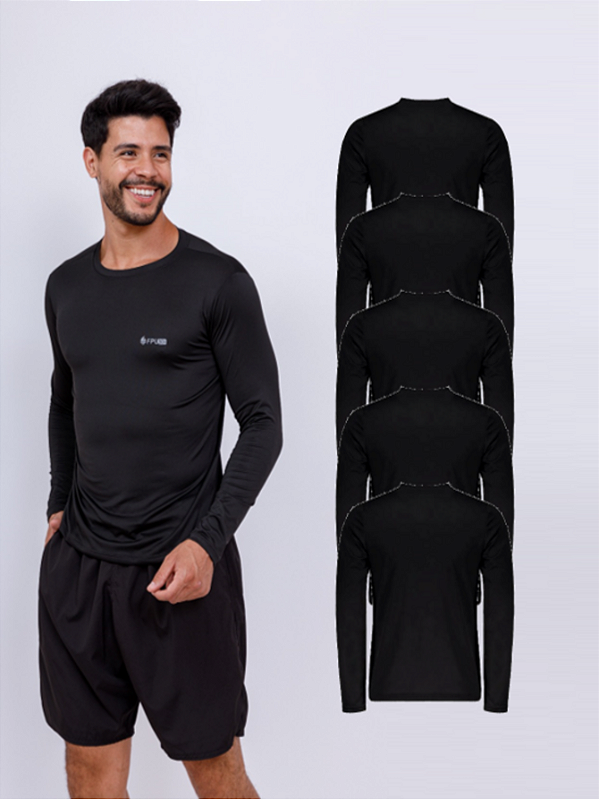 Kit 5 Camisetas Manga Longa Masculina Proteção UV Esporte