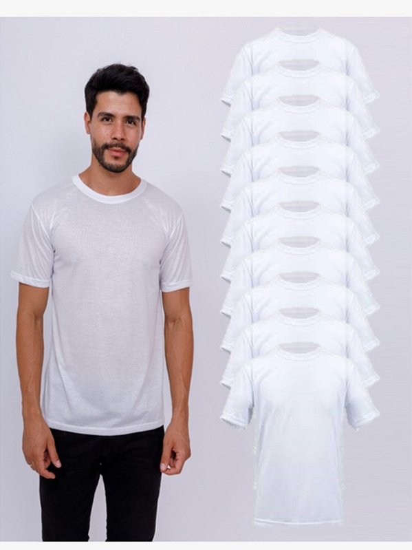 Kit 10 Camisetas Básica Masculina 100% Poliéster