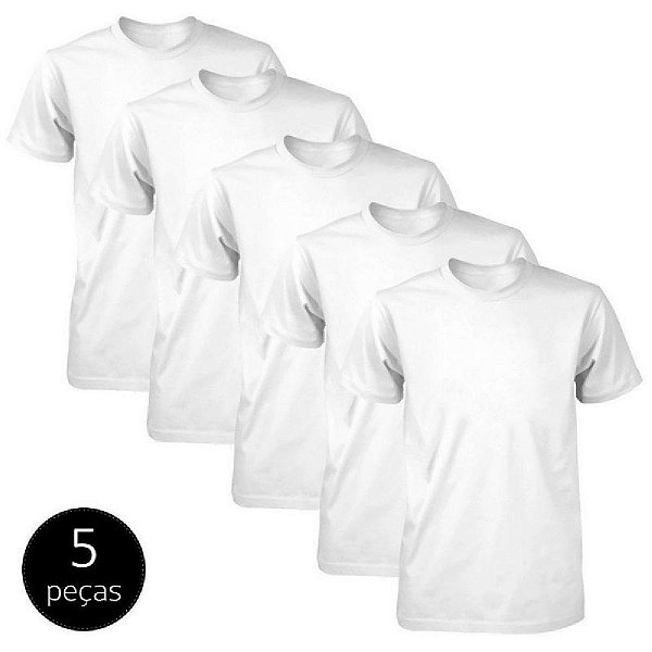 Kit 5 Camisetas Básicas 100% Algodão Lisa Gola Redonda