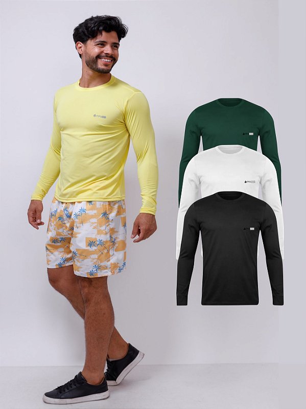 Kit Com 3 Camisetas UV Térmica Manga Longa