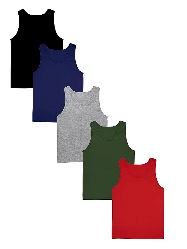 Kit 5 Regatas Masculina Plus Size 100% Poliéster Sortidas