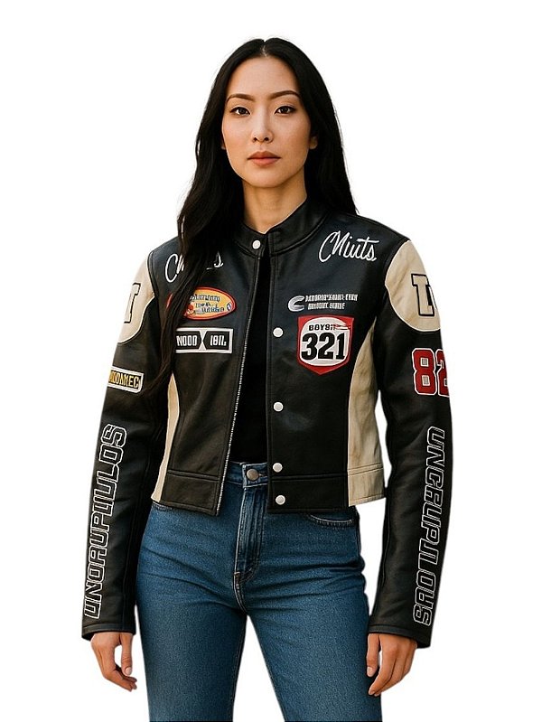 Jaqueta Feminina Couro Fake Modelo Motoqueira Curta Muts