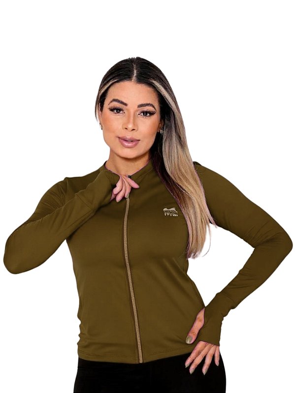 Jaqueta Casaco UV Com Ziper Proteção FPU50  Feminino Marrom