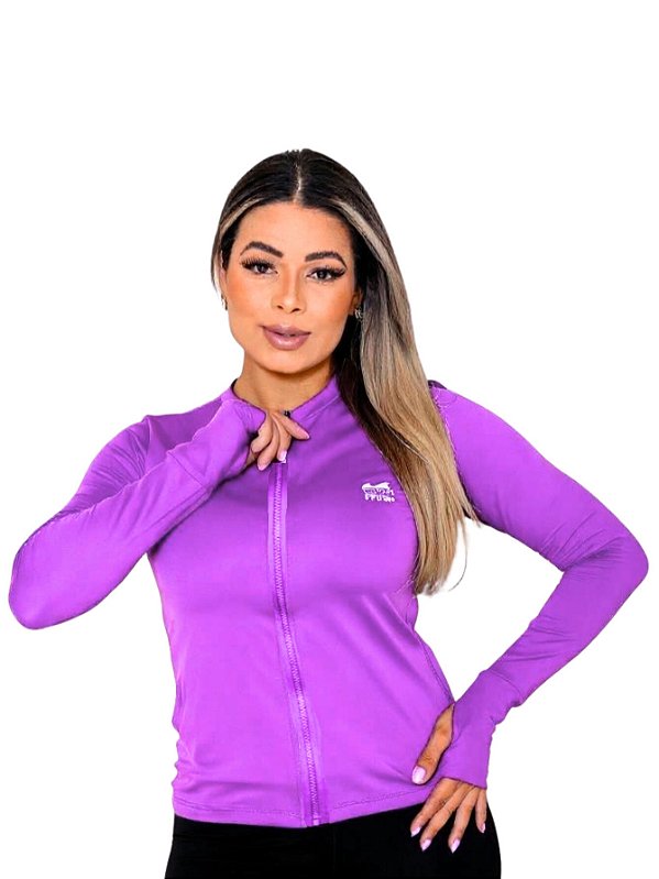 Jaqueta Casaco UV Com Ziper Proteção FPU50  Feminino Lilas