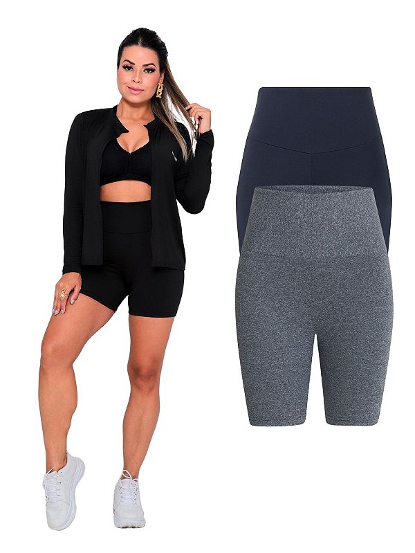 Kit Com 2 Bermuda Short Legging Academia Fitness Feminina