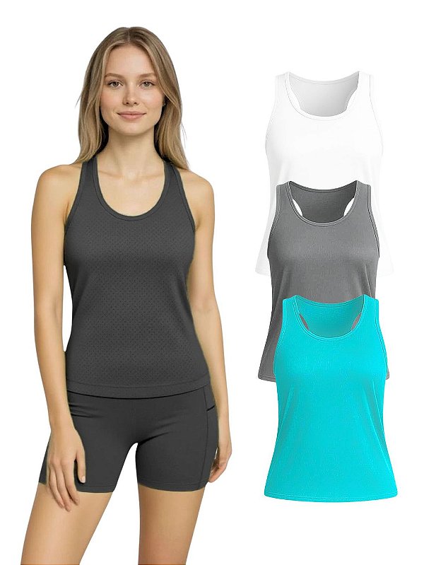 Kit 3 Regata Nadador Dryfit Fitness Academia Cores Sortidas