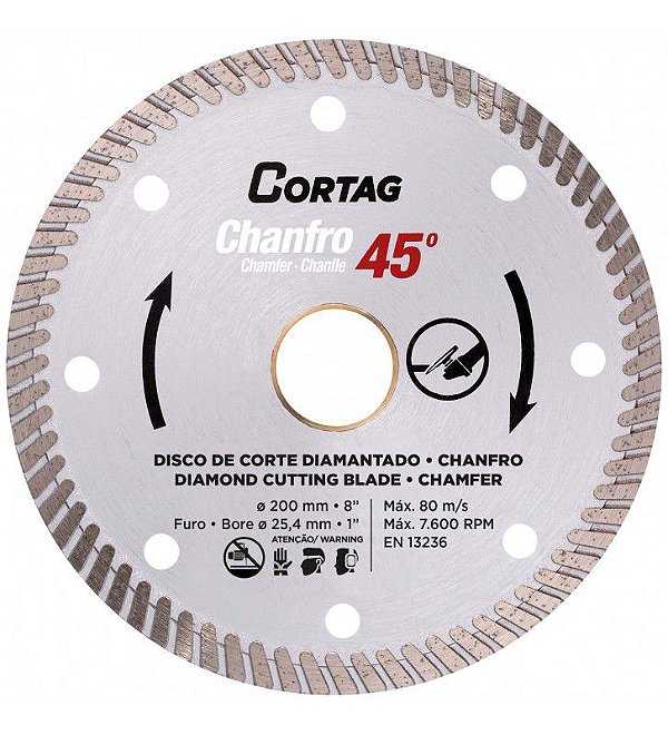 Disco Diamantado 200 Mm Linha Zapp Para Chanfro 45° Cortag