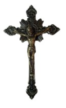 CRUCIFIXO METAL RAIO PAREDE 23CM