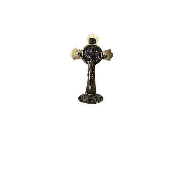 CRUCIFIXO METAL SÃO BENTO MESA PEQ 12CM
