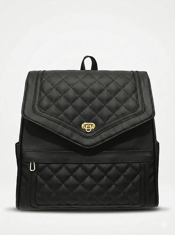 Mochila Executiva Feminina Matelassê Preta - Urban Flow | THEA Handbags