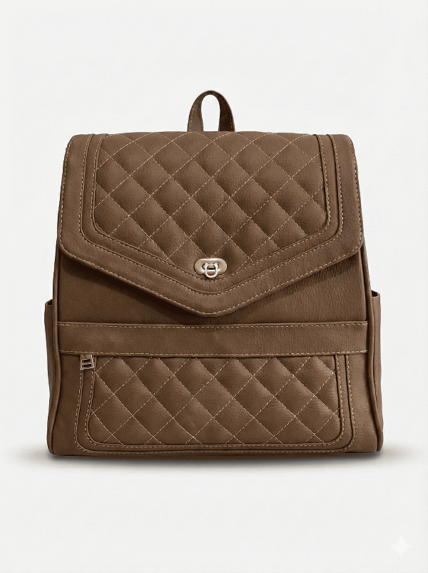 Mochila Executiva Feminina Matelassê Caramelo - Urban Flow | THEA Handbags