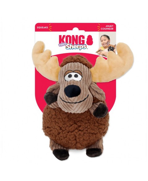 KONG Sherps Floofs Moose (Alce) Md – Pelúcia Interativa com Apito