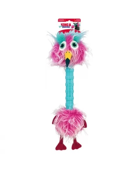 KONG Cruncheez Stretch Bird XL — Pássaro Maluco Rosa Gigante