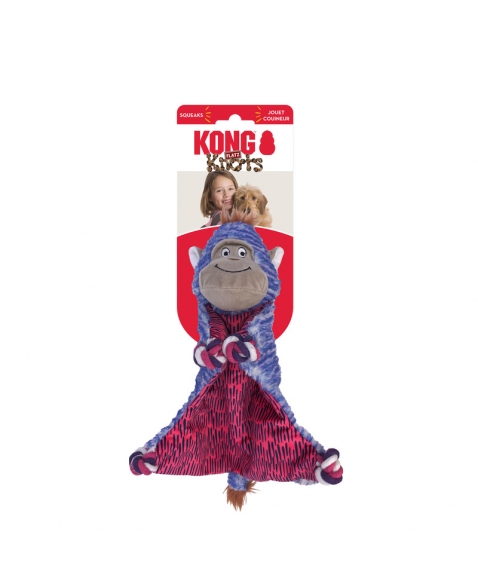KONG Knots Flatz Monkey (Macaco) - Pelúcia Interativa com Apito e Corda Interna