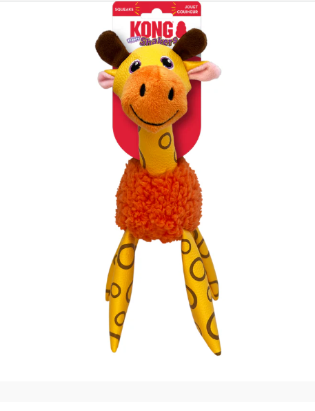 KONG Floofs Shakers Girafa – Pelúcia Interativa com Apito e Som Crocante