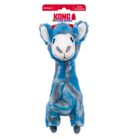 KONG Low Stuff Stripes Lhama Md - Pelúcia Macia com Apito