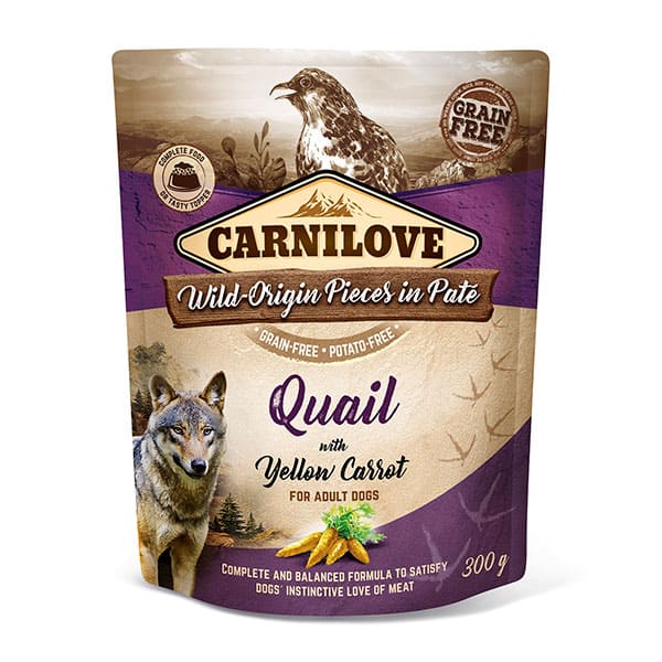 Alimento Úmido de Codorna com Cenoura Amarela 300g – Carnilove