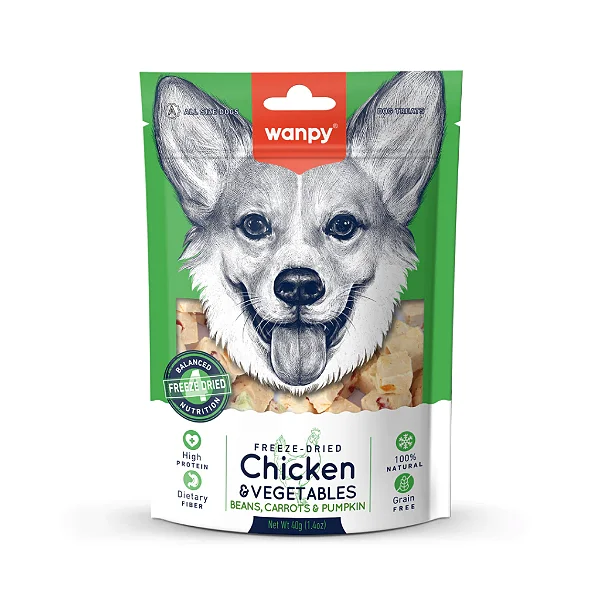 Petisco Liofilizado de Frango + Vegetais - Wanpy
