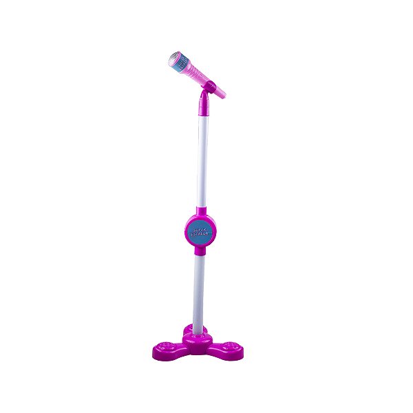 Microfone Infantil com Pedestal Super Estrela Toys & Toys 650235 - Rosa e Branco