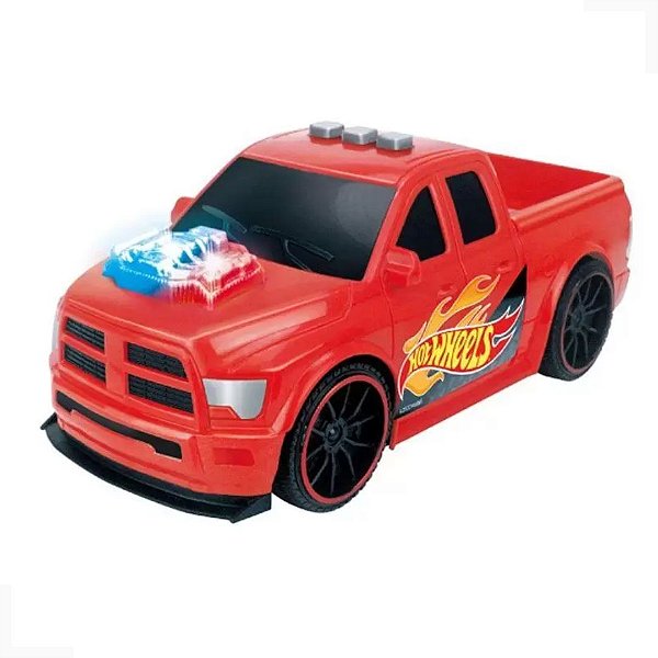 Brinquedo Carro Multikids Pick Up Truck Hot Wheels Com Luz, Som e 3 Funções Radicais - Vermelho - 3 Pilhas AA - BR1820