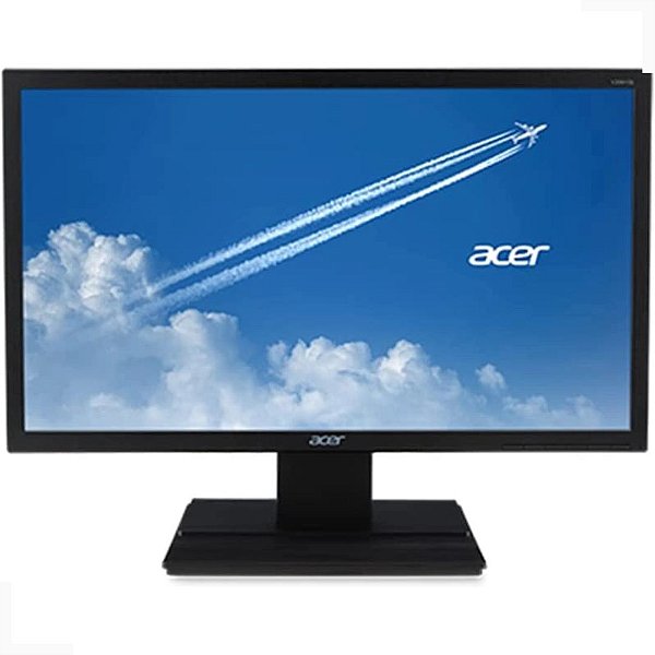 Monitor Acer Gamer 19,5 Pol. Led Full HD 1366x768 60hz Vga HDMI, Widecreen - Preto - Bivolt - V206HQL