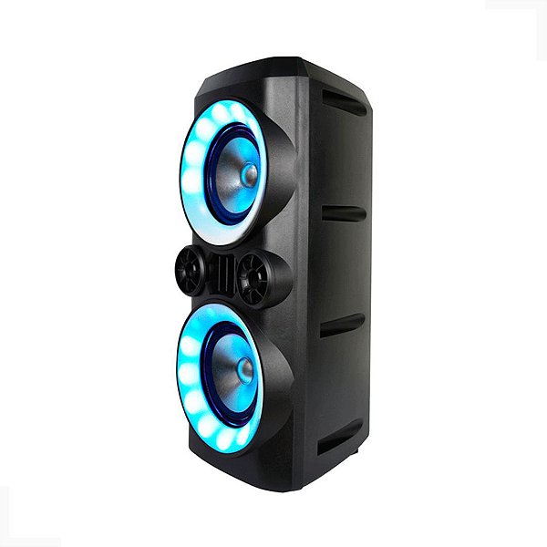 Caixa de Som Multilaser Mini Torre 300W com Led e 2 Alto-Falantes Neon X Bluetooth, Auxiliar USB - Preto - Bivolt - SP37