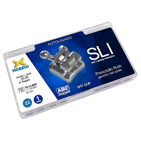 Kit de Bráquetes 01 caso Prescrição Roth Autoligado SLI .022" Gancho Can./Prés