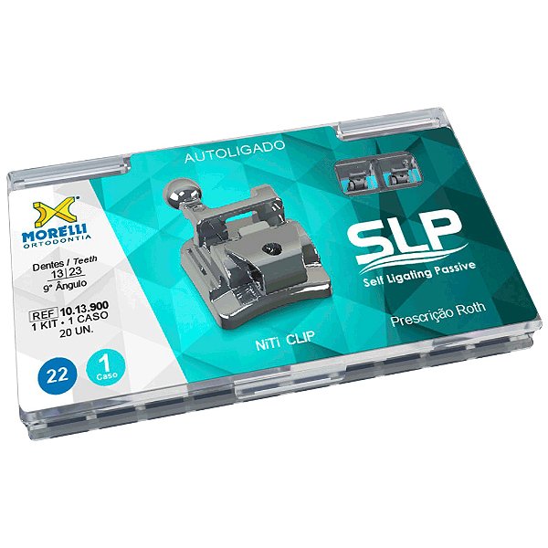 Kit de Bráquetes 01 caso Prescrição Roth Autoligado SLP .022" Can. 9° Ang. Gancho Can./Prés