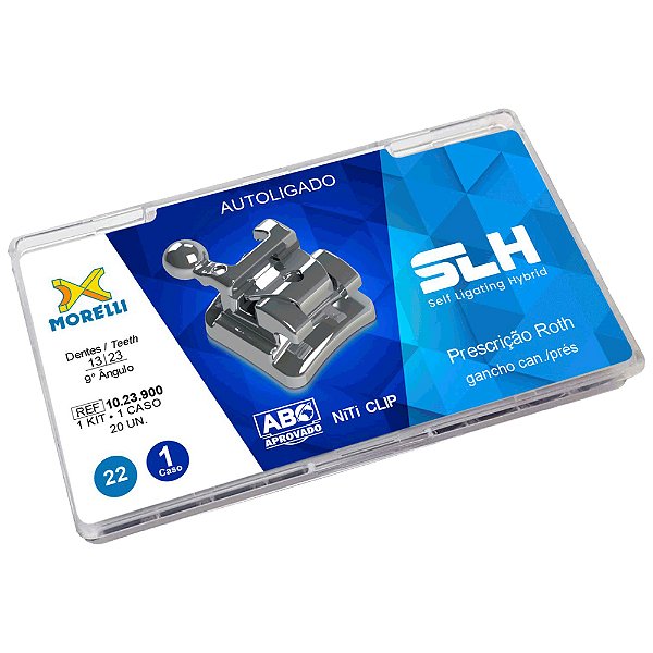 Kit de Bráquetes 01 caso Prescrição Roth Autoligado SLH .022" Gancho Can./Prés