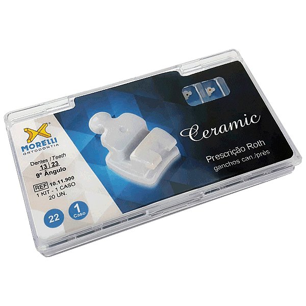 Kit de Bráquetes 01 caso Prescrição Roth Ceramic .022" Gancho Can./Prés