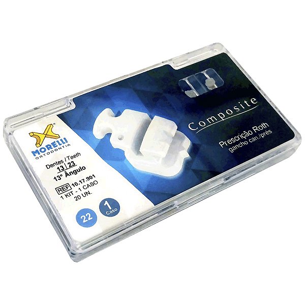 Kit de Bráquetes 01 caso Prescrição Roth Composite .022" Gancho Can./Prés