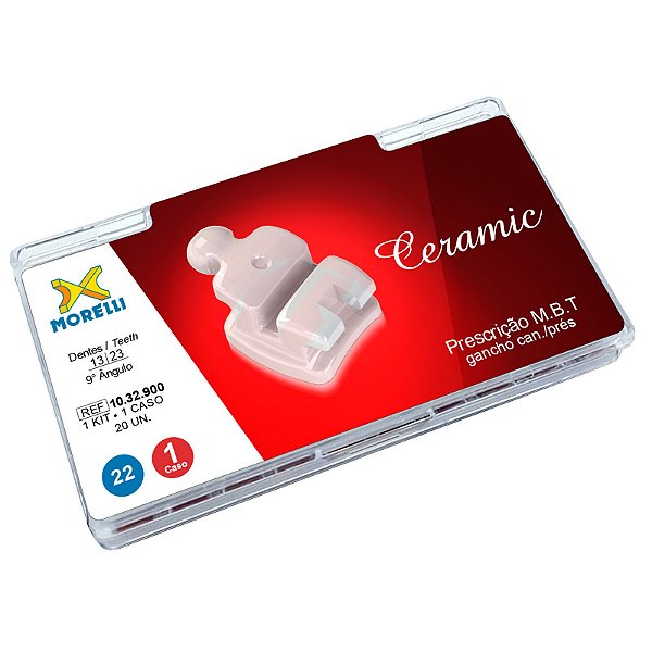 Kit de Bráquetes 01 caso Prescrição M.B.T. Ceramic .022" Gancho Can./Prés