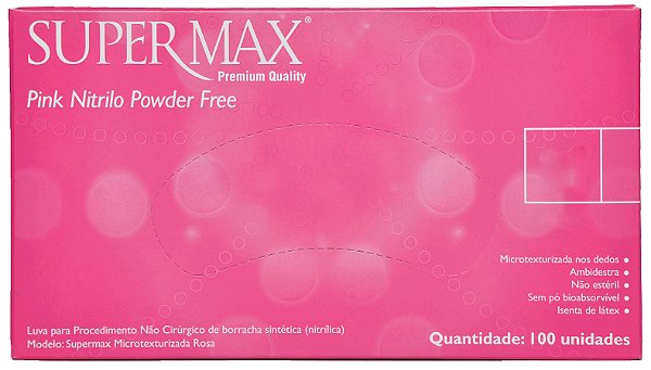 Luva de procedimento em nitrilo pink - Supermax