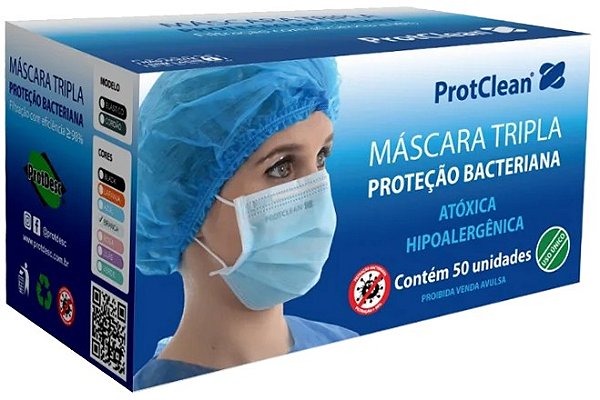 Máscara Tripla com Elástico ProtClean Branca