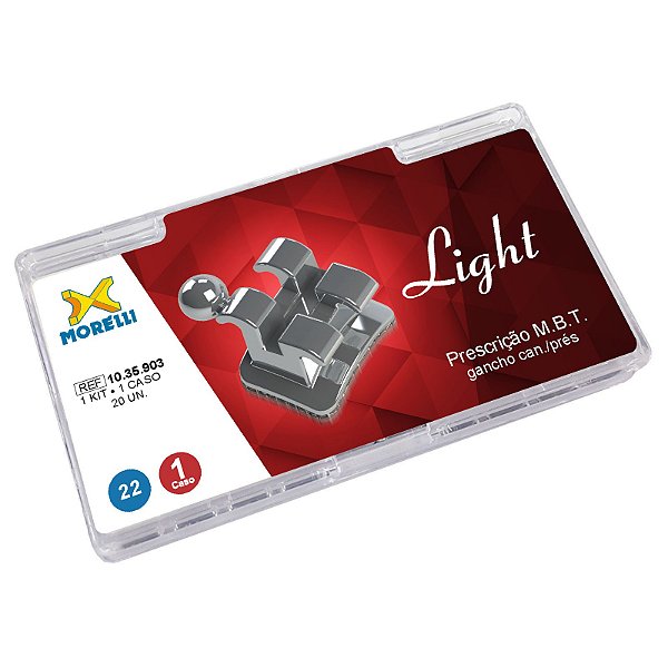 Kit de Bráquetes 01 caso Prescrição M.B.T. - Light .022" - Gancho Can./Prés