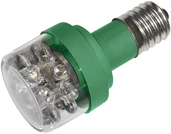 Lâmpada De Led Verde - Base E17 - 24VCC - Ledtronics - BBL601-03-01