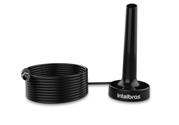 Antena interna UHF/HDTV com cabo de 5m e base magnética.